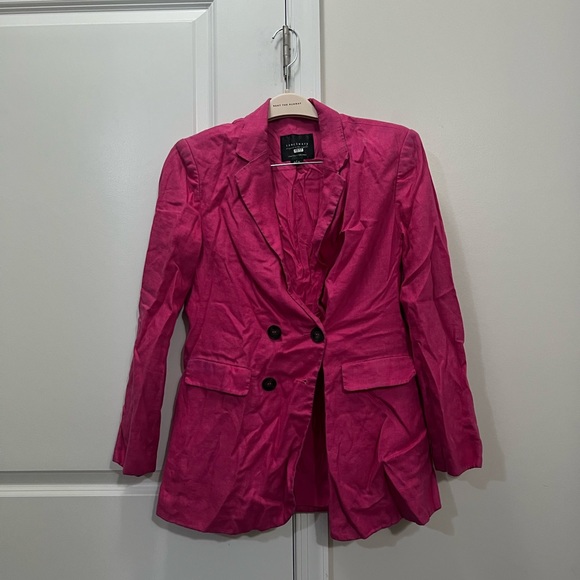 Sanctuary Pink Linen Cape Cod Blazer Size Small $159 - Picture 2 of 12